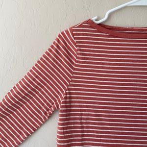 A New Day Stripped Slim Fit 3/4 Sleeve Coral Tshirt XS